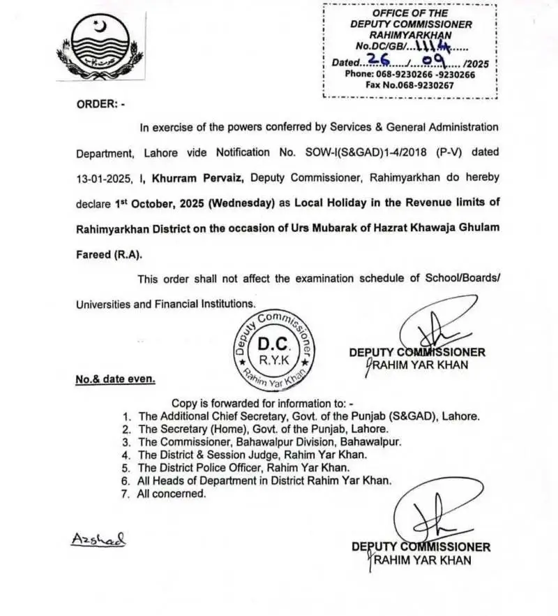 Govt Announces Public Holiday on October 1